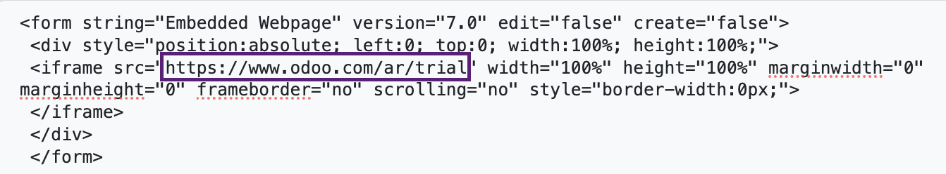 Code to Add External Web App Inside Odoo 